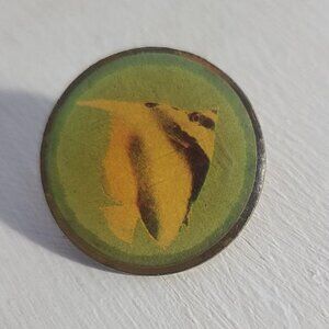 Tropical Fish Yellow Black Stripes Vintage Lapel Pin
